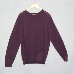 Magaschoni Sweater Large Burgundy Knitted Wool Crew Neck Long Sleeve NEW w FLAW